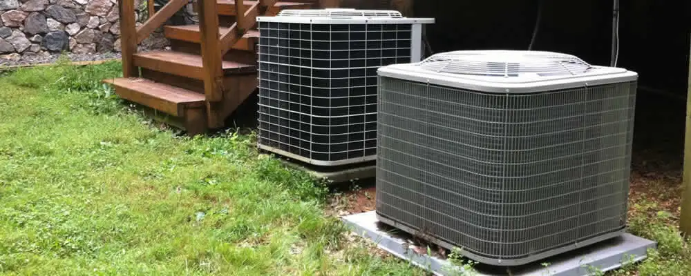 Heat pump installation and service units outside a home in Atlanta, GA